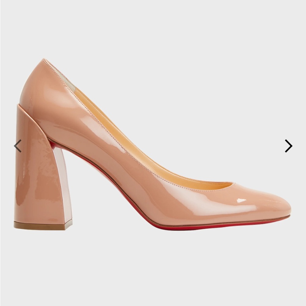 🤩 💯 Authentic Christian Louboutin 85mm Miss Sab Nude Patent Pumps LikeNew 😍